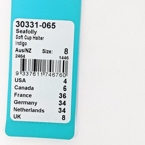 Seafolly Women's Soft Cup Halter Bikini Top Size 4 Indigo Blue - Picture 6 of 6